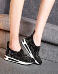 Sparkling Rhinestone Hidden Heel Mesh Sport Shoes