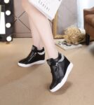 Elevated Rhinestone Height Boost Zipper Vegan Leather Sneakers