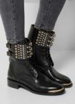 Stylish Round Toe Rivet Studded Buckle Boots