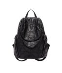 Urban Style Stitched Elegance Genuine Leather Backpack