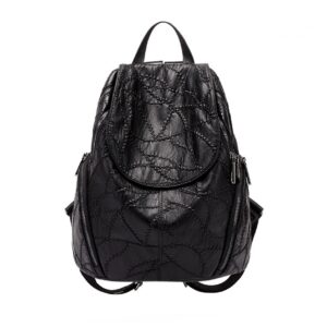 Urban Style Stitched Elegance Genuine Leather Backpack