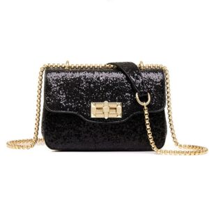 Dazzling Sequin Gold Chain Crossbody Mini Evening Bag