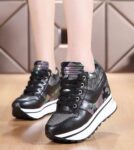 Sparkling Lace Up Height Boosting Platform Sneakers