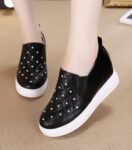Sparkling Metal Stud Embellished Hidden Heel Slip-On Sneakers