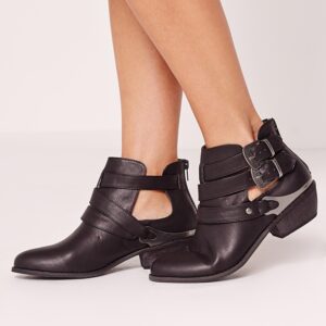 Chic Short Buckle Genuine Leather Cowboy Boots