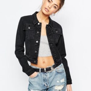 Trendy Crop Metal Buttons Denim Jacket