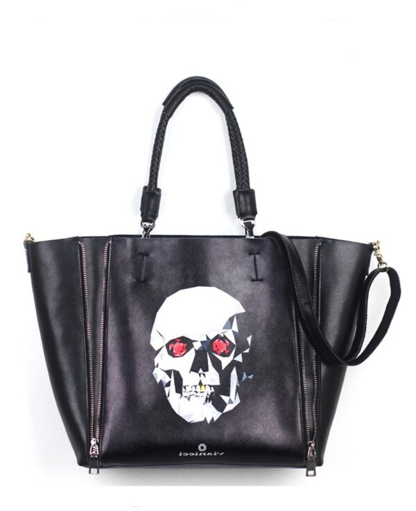 black skull printed tote bag
