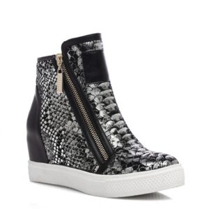 Bold Snake Print Genuine Leather Sneakers