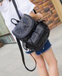 Trendy Star Detail Patchwork Metal Studded Leather Backpack