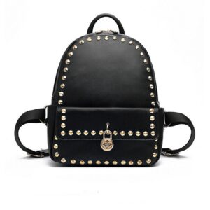 Luxury Studded Lock Detail Genuine Leather Backpack