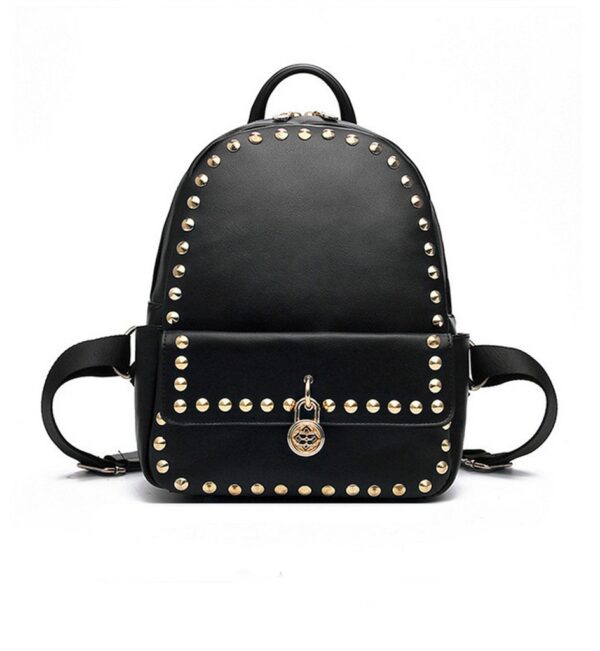 black stud riveted and lock detail backpack rucksack