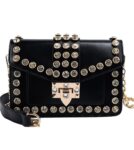 Shining Diamond Embellished Studded Chain Shoulder Purse