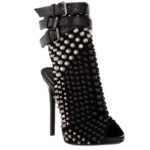 Bold Studded High Heel Sandals - Black & White