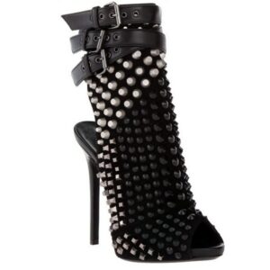 black studded rivet high heel sandals