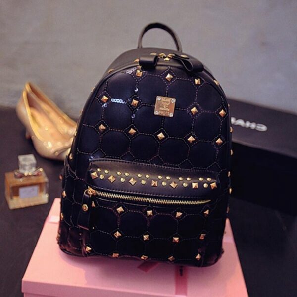 black studded rivet leather backpack rucksack