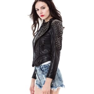 Bold Punk Studded Rivet Genuine Style Leather Jacket