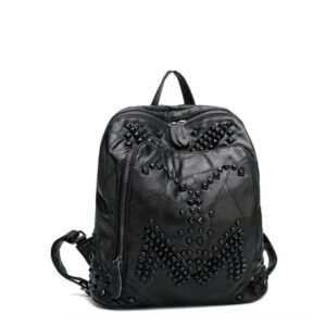 Edgy Soft Genuine Leather Rucksack Metal Studded Backpack