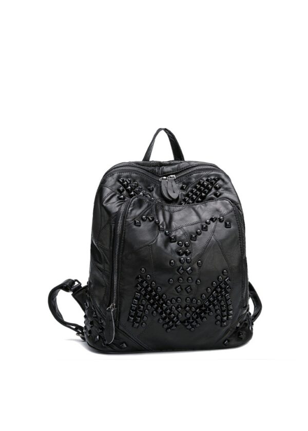 black studded rivet leather plus size backpack rucksack
