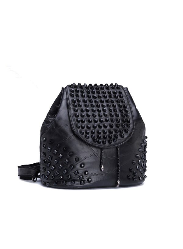 black studded rivet leather small backpack rucksack