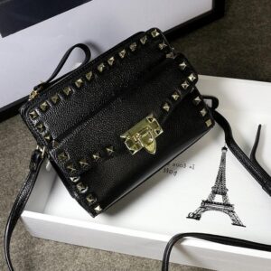 black studded rivet mini shoulder bag