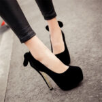 Glamorous Suede Bow Platform Heels