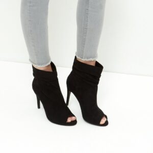 Stylish Open Toe Suede High Heel Ankle Boots