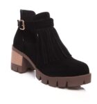Chic Tassel Buckle Vegan Suede Ankle Booties