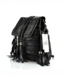 Stylish Woven Tassel Embossed Genuine Leather Backpack