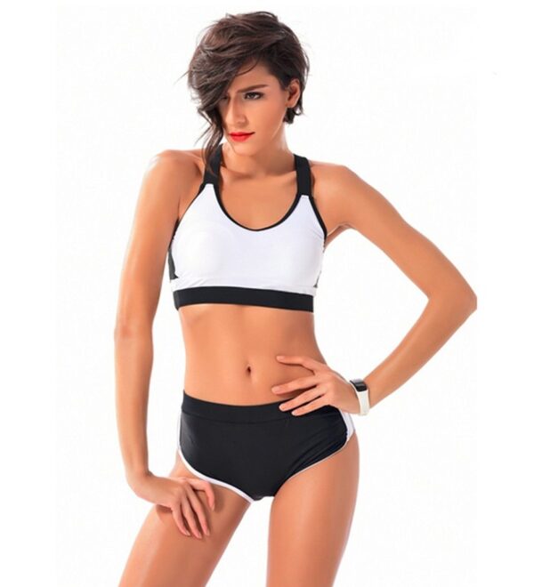black white sport bikini