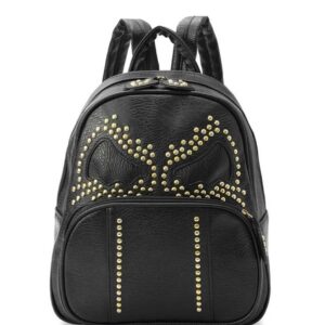 Wing Pattern Studded Vegan Leather Backpack