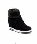 Comfortable Hidden Heel Furry Vegan Suede Sneakers