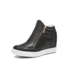 Hidden Heel Zipper Leather Sneakers