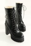 Luxurious Black Fur-Trimmed High Heel Booties