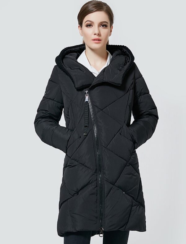 Cozy Knit Collar Hooded Long Parka Coat 5 black woven detail hooded parka
