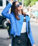 Chic Belted Cropped Genuine Leather Jacket