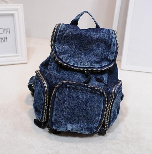 blue denim denim women backpack rucksack
