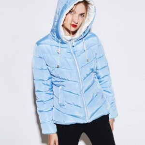 Cozy Short Hooded Puffer Zipper Pockets Jacket