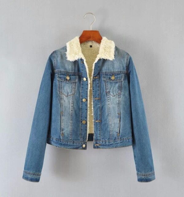blue inner shearling denim jacket