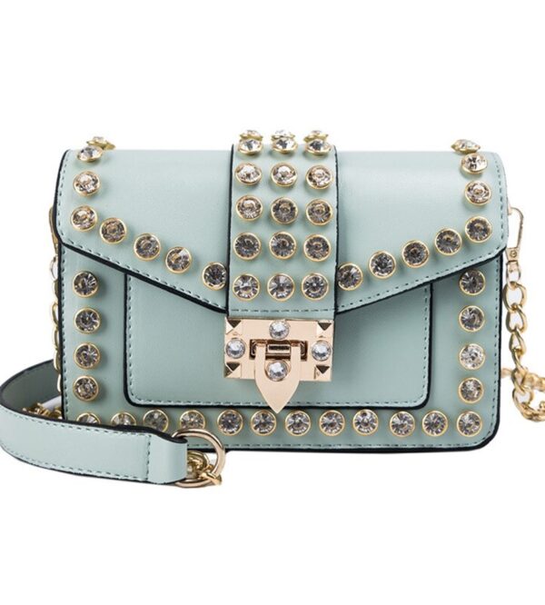 blue stud riveted rivet detail shoulder bag