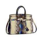 Vintage Genuine Leather Embossed Snake Print Bag