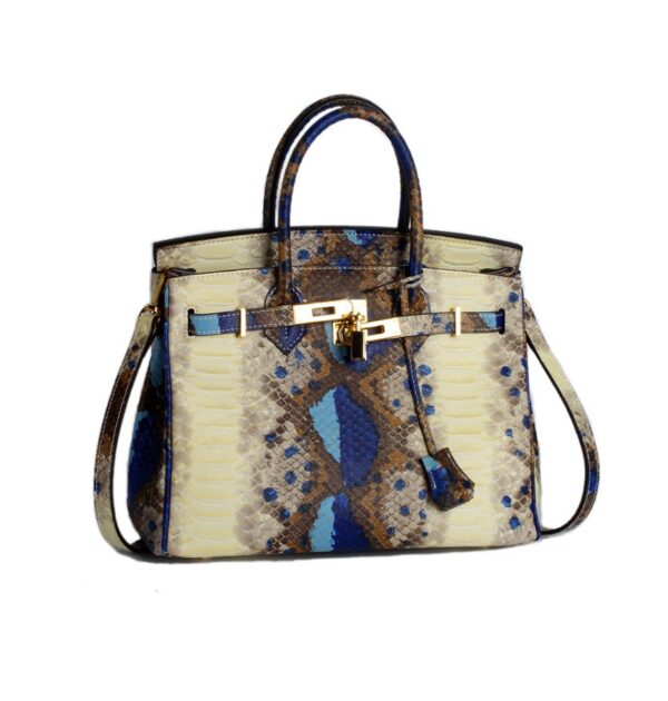blue turquoise beige vintage genuine leather bag