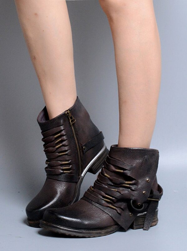 Edgy Distressed Punk Buckle Boots 3 brown buckled vintage women punk boot