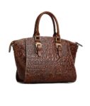 Luxurious Embossed Genuine Leather Trapeze Bag
