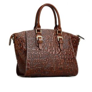 Luxurious Embossed Genuine Leather Trapeze Bag
