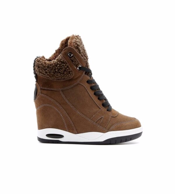 brown fur detail women sneaker