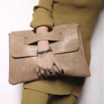 Chic Snap Button Genuine Leather Top Handle Bag