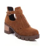 Chic Tassel Buckle Vegan Suede Ankle Booties