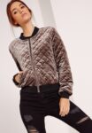 Ribbed Classic Style Velvet Short Bomber Jacket