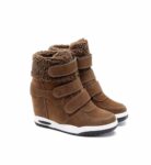 Comfortable Hidden Heel Furry Vegan Suede Sneakers