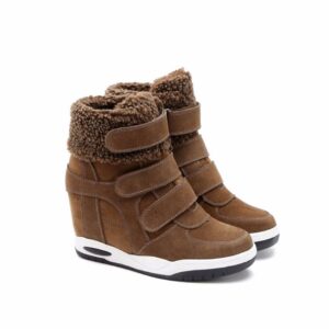 Comfortable Hidden Heel Furry Vegan Suede Sneakers